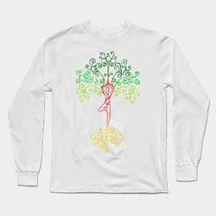 Colorful Tree Pose Drawing Long Sleeve T-Shirt